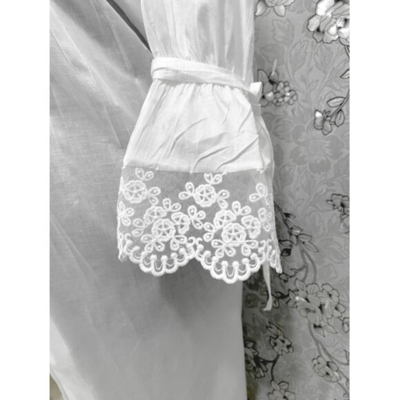 SoieRose Victorian White Cotton Nightgown with Lace Trim – SR-1227 - Picture 7 of 9